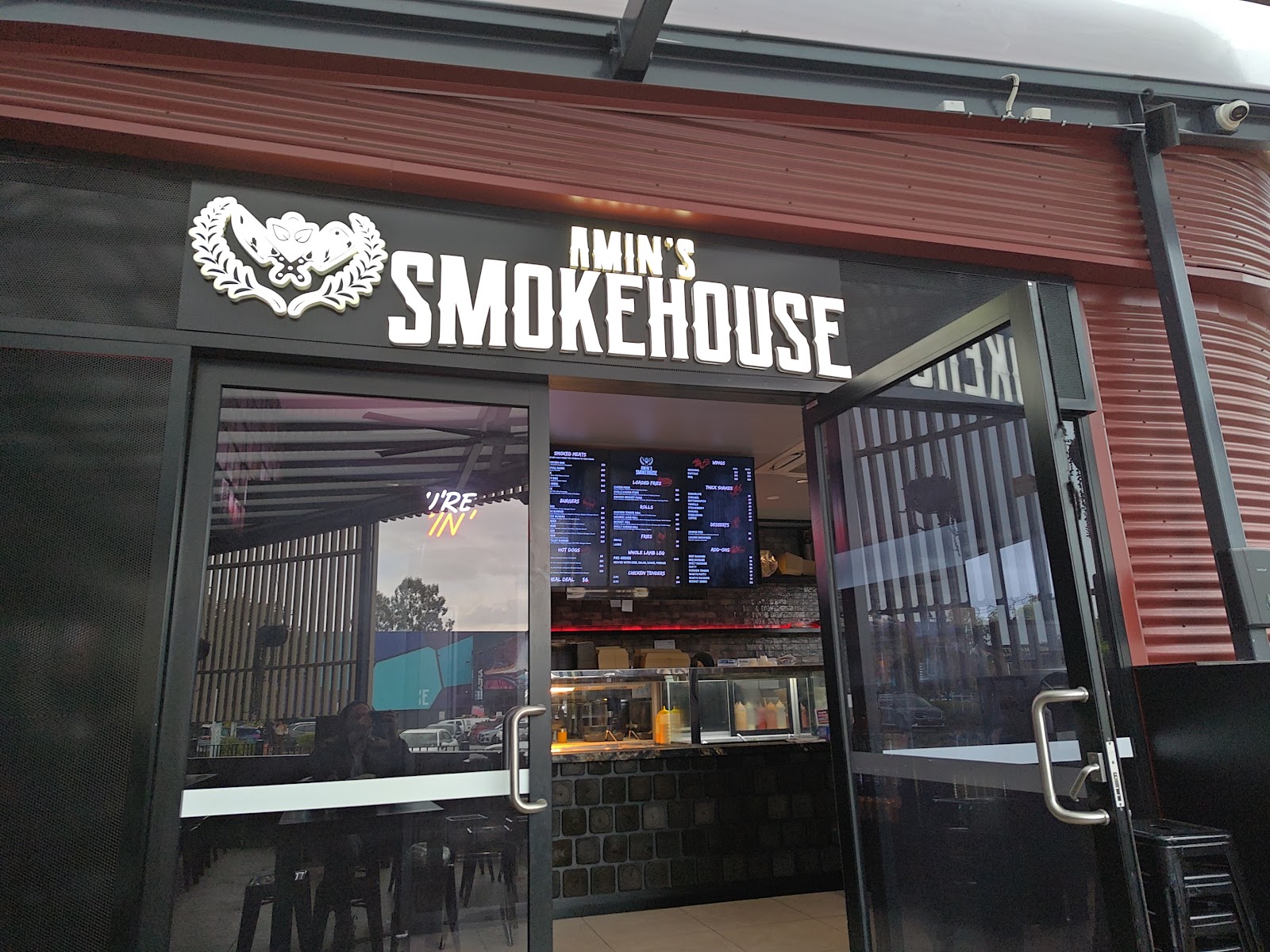 Amin's Smokehouse storefront in Underwood